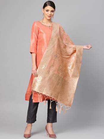 Enhance Your Look of gown and lehenga choli Or A Simple Kurti With Latest Trends Of Banarasi Dupatta Beautified With Attractive Weave All Over. You Can Pair This Up With Any Kind Of Ethnic Attire And In Same Or Contrasting Colored Attire.