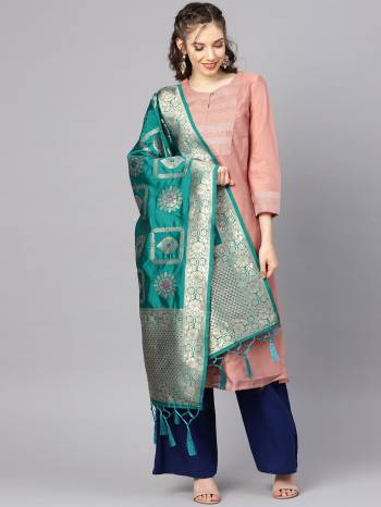 Enhance Your Look of gown and lehenga choli Or A Simple Kurti With Latest Trends Of Banarasi Dupatta Beautified With Attractive Weave All Over. You Can Pair This Up With Any Kind Of Ethnic Attire And In Same Or Contrasting Colored Attire.