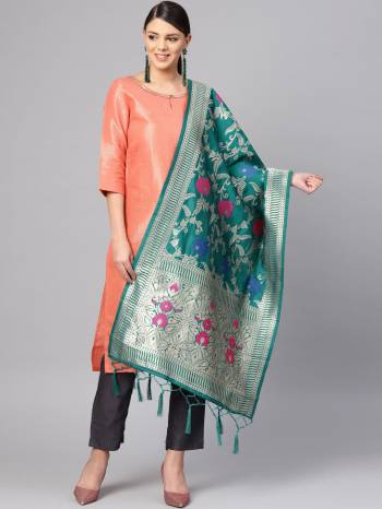 For A Proper Traditional Look, Pair Up Your Simple Attire With This Trendy Banarasi Art Silk Fabricated Dupatta. It Is Beautified With Weave All Over. Also It Is Light In Weight And Easy To Carry All Day Long.