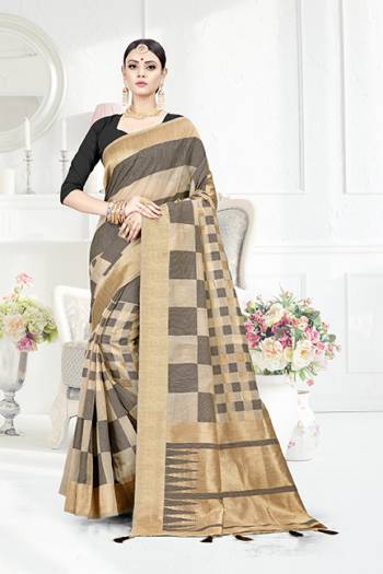 Look Pretty In This Designer Silk Based Grey Colored Geonmetric Patterned Saree Paired With Grey Colored Blouse. This Saree Is Fabricated On Weaving Silk Paired With Art Silk Fabricated Blouse. Buy This Saree Now