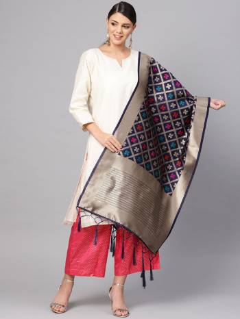 For A Proper Traditional Look, Pair Up Your Simple Attire With This Trendy Banarasi Art Silk Fabricated Dupatta. It Is Beautified With Weave All Over. Also It Is Light In Weight And Easy To Carry All Day Long.