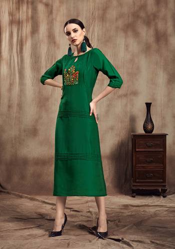 Simple And Elegant Looking Readymade Straight Kurti Is Here In Green Color. This Pretty Embroidered Kurti Is Fabricated On Muslin. Its Is Soft Towards Skin And Easy To Carry All Day Long. 