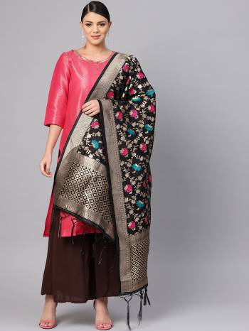 Enhance Your Look of gown and lehenga choli Or A Simple Kurti With Latest Trends Of Banarasi Dupatta Beautified With Attractive Weave All Over. You Can Pair This Up With Any Kind Of Ethnic Attire And In Same Or Contrasting Colored Attire.