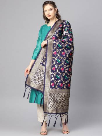 For A Proper Traditional Look, Pair Up Your Simple Attire With This Trendy Banarasi Art Silk Fabricated Dupatta. It Is Beautified With Weave All Over. Also It Is Light In Weight And Easy To Carry All Day Long.