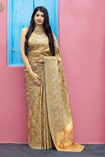 Celebrate This Festive Season In This Lovely Designer Saree Beautified With Floral Weave. This Saree And Blouse Are Silk Based Which Gives A Rich Look To Your Personality. 