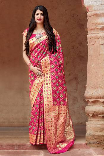 Celebrate This Festive Season In This Lovely Designer Saree Beautified With Floral Weave. This Saree And Blouse Are Silk Based Which Gives A Rich Look To Your Personality. 