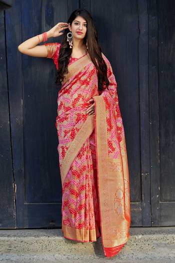 Celebrate This Festive Season In This Lovely Designer Saree Beautified With Floral Weave. This Saree And Blouse Are Silk Based Which Gives A Rich Look To Your Personality. 