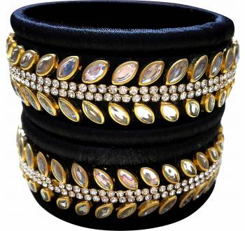 Grab This Beautiful Set Of Six Bangles To Pair Up With Your?Ethnic Wear, You Can Also Mix It With Other Plain Bangles For More Heavy Look. It Is Made With Resham Thread And Beautified With Stone Work, Pair These Up With Same Or Any Contrasting Colored Ethnic Attire.