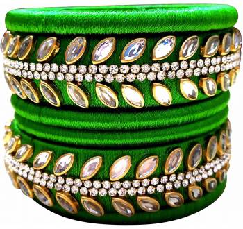 Grab This Beautiful Set Of Six Bangles To Pair Up With Your?Ethnic Wear, You Can Also Mix It With Other Plain Bangles For More Heavy Look. It Is Made With Resham Thread And Beautified With Stone Work, Pair These Up With Same Or Any Contrasting Colored Ethnic Attire.