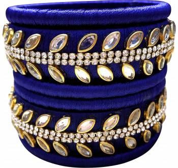 Grab This Beautiful Set Of Six Bangles To Pair Up With Your?Ethnic Wear, You Can Also Mix It With Other Plain Bangles For More Heavy Look. It Is Made With Resham Thread And Beautified With Stone Work, Pair These Up With Same Or Any Contrasting Colored Ethnic Attire.