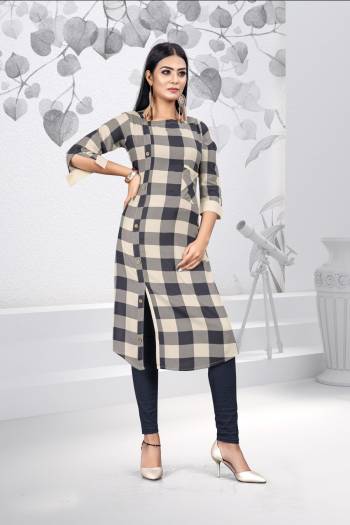 Grab This Designer Readymade Kurti For The Upcoming Festive Season. This Kurti Is Rayon Based Beautified With Prints. 