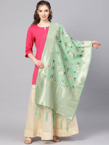 Enhance Your Look of gown and lehenga choli Or A Simple Kurti With Latest Trends Of Banarasi Dupatta Beautified With Attractive Weave All Over. You Can Pair This Up With Any Kind Of Ethnic Attire And In Same Or Contrasting Colored Attire.?