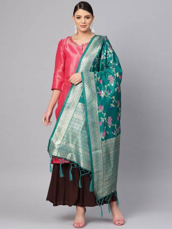 Enhance Your Look of gown and lehenga choli Or A Simple Kurti With Latest Trends Of Banarasi Dupatta Beautified With Attractive Weave All Over. You Can Pair This Up With Any Kind Of Ethnic Attire And In Same Or Contrasting Colored Attire.?