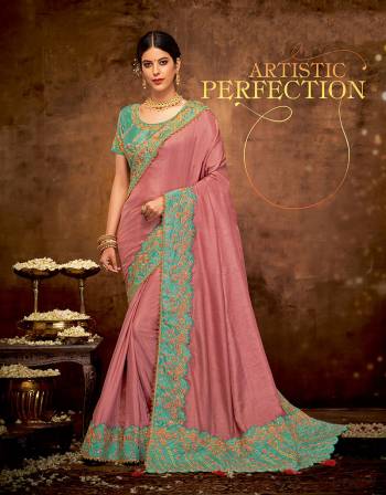 This saree is an epitome of artistic perfection with a unique color combination and embellished with detailed and meticulous floral embroidery. Balance it with subtle jewelry and keep the look minimal. 