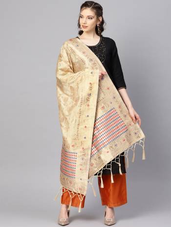 Enhance Your Look of gown and lehenga choli Or A Simple Kurti With Latest Trends Of Banarasi Dupatta Beautified With Attractive Weave All Over. You Can Pair This Up With Any Kind Of Ethnic Attire And In Same Or Contrasting Colored Attire.?