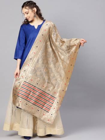 Enhance Your Look of gown and lehenga choli Or A Simple Kurti With Latest Trends Of Banarasi Dupatta Beautified With Attractive Weave All Over. You Can Pair This Up With Any Kind Of Ethnic Attire And In Same Or Contrasting Colored Attire.?