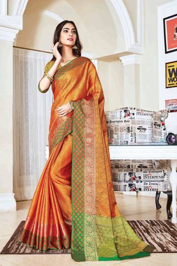 Grab This Brautiful Heavy Weaved Designer Saree For The Upcoming Festive And Wedding Season. This Saree And Blouse Are Fabricated Jacquard Silk With Detailed Weave All Over. Buy Now.