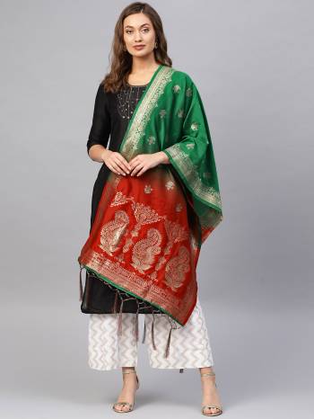 For A Proper Traditional Look, Pair Up Your Simple Attire With This Trendy Banarasi Art Silk Fabricated Dupatta. It Is Beautified With Weave All Over. Also It Is Light In Weight And Easy To Carry All Day Long