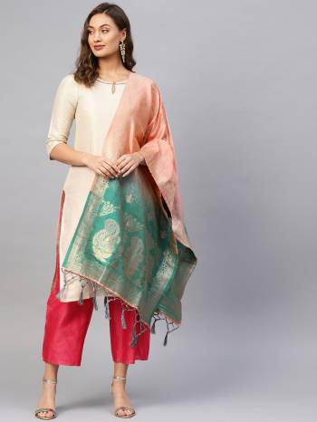 Enhance Your Look of gown and lehenga choli Or A Simple Kurti With Latest Trends Of Banarasi Dupatta Beautified With Attractive Weave All Over. You Can Pair This Up With Any Kind Of Ethnic Attire And In Same Or Contrasting Colored Attire.?