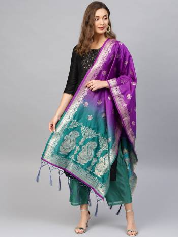 For A Proper Traditional Look, Pair Up Your Simple Attire With This Trendy Banarasi Art Silk Fabricated Dupatta. It Is Beautified With Weave All Over. Also It Is Light In Weight And Easy To Carry All Day Long