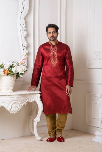 Grab This Amazing Pair Of Kurta And Chudidar For Men Fabricated On Art Silk.?This Kurta Is Suitable For Festive Wear Or Any Wedding Functions. It Is Light In Weight and Can Be Paired With Any Kind Of Bottom Like Chudidar, Pyjama Or Even Denims. Its Fabric Is Soft Towards Skin And Avialable In All Sizes. Buy Now.