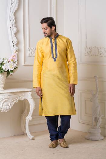 Grab This Amazing Pair Of Kurta And Chudidar For Men Fabricated On Art Silk.?This Kurta Is Suitable For Festive Wear Or Any Wedding Functions. It Is Light In Weight and Can Be Paired With Any Kind Of Bottom Like Chudidar, Pyjama Or Even Denims. Its Fabric Is Soft Towards Skin And Avialable In All Sizes. Buy Now.