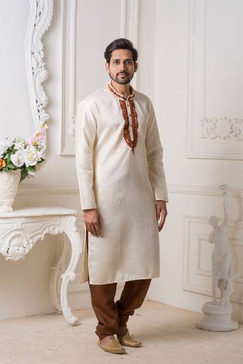 Grab This Amazing Pair Of Kurta And Chudidar For Men Fabricated On Art Silk.?This Kurta Is Suitable For Festive Wear Or Any Wedding Functions. It Is Light In Weight and Can Be Paired With Any Kind Of Bottom Like Chudidar, Pyjama Or Even Denims. Its Fabric Is Soft Towards Skin And Avialable In All Sizes. Buy Now.