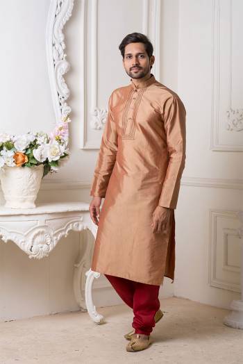 Grab This Amazing Pair Of Kurta And Chudidar For Men Fabricated On Art Silk.?This Kurta Is Suitable For Festive Wear Or Any Wedding Functions. It Is Light In Weight and Can Be Paired With Any Kind Of Bottom Like Chudidar, Pyjama Or Even Denims. Its Fabric Is Soft Towards Skin And Avialable In All Sizes. Buy Now.