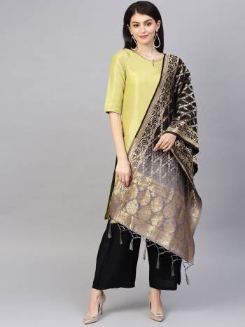 Enhance Your Look of gown and lehenga choli Or A Simple Kurti With Latest Trends Of Banarasi Dupatta Beautified With Attractive Weave All Over. You Can Pair This Up With Any Kind Of Ethnic Attire And In Same Or Contrasting Colored Attire