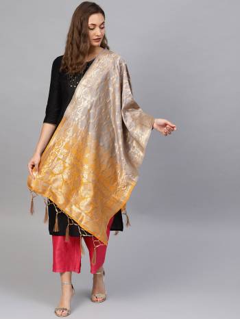 For A Proper Traditional Look, Pair Up Your Simple Attire With This Trendy Banarasi Art Silk Fabricated Dupatta. It Is Beautified With Weave All Over. Also It Is Light In Weight And Easy To Carry All Day Long