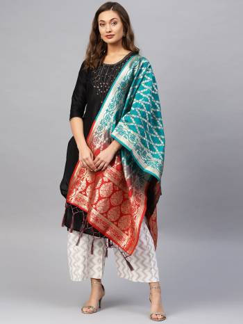 For A Proper Traditional Look, Pair Up Your Simple Attire With This Trendy Banarasi Art Silk Fabricated Dupatta. It Is Beautified With Weave All Over. Also It Is Light In Weight And Easy To Carry All Day Long