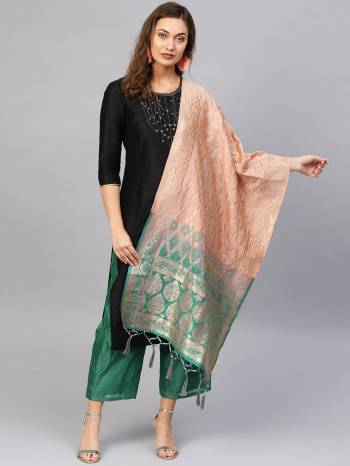 Enhance Your Look of gown and lehenga choli Or A Simple Kurti With Latest Trends Of Banarasi Dupatta Beautified With Attractive Weave All Over. You Can Pair This Up With Any Kind Of Ethnic Attire And In Same Or Contrasting Colored Attire