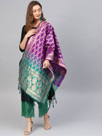 For A Proper Traditional Look, Pair Up Your Simple Attire With This Trendy Banarasi Art Silk Fabricated Dupatta. It Is Beautified With Weave All Over. Also It Is Light In Weight And Easy To Carry All Day Long