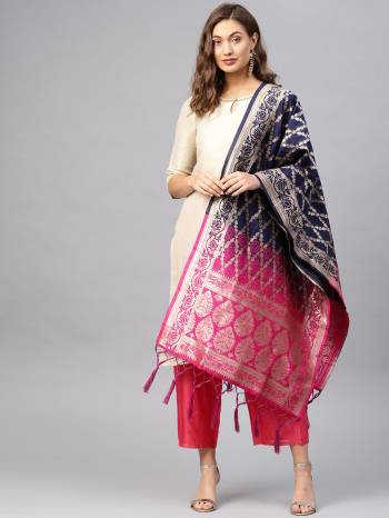 Enhance Your Look of gown and lehenga choli Or A Simple Kurti With Latest Trends Of Banarasi Dupatta Beautified With Attractive Weave All Over. You Can Pair This Up With Any Kind Of Ethnic Attire And In Same Or Contrasting Colored Attire