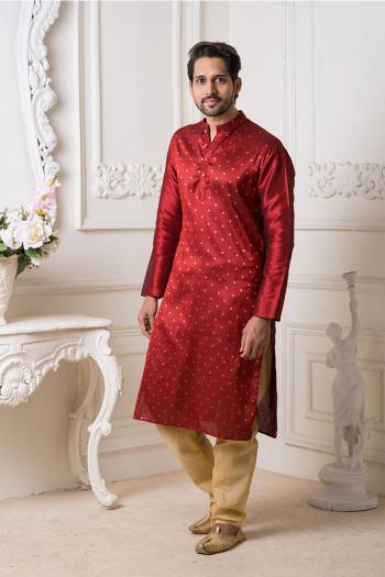 Grab This Amazing Pair Of Kurta And Chudidar For Men Fabricated On Art Silk.?This Kurta Is Suitable For Festive Wear Or Any Wedding Functions. It Is Light In Weight and Can Be Paired With Any Kind Of Bottom Like Chudidar, Pyjama Or Even Denims. Its Fabric Is Soft Towards Skin And Avialable In All Sizes. Buy Now.