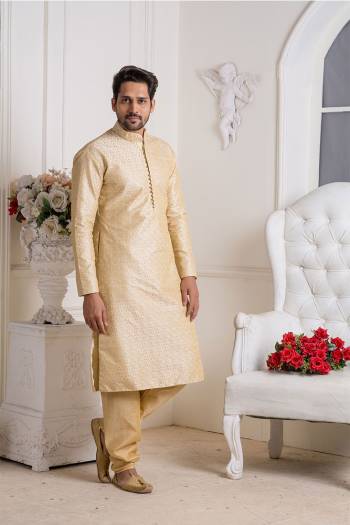 Grab This Amazing Pair Of Kurta And Chudidar For Men Fabricated On Art Silk.?This Kurta Is Suitable For Festive Wear Or Any Wedding Functions. It Is Light In Weight and Can Be Paired With Any Kind Of Bottom Like Chudidar, Pyjama Or Even Denims. Its Fabric Is Soft Towards Skin And Avialable In All Sizes. Buy Now.