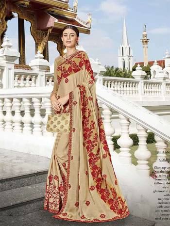 Flaunt Your Rich And Elegant Taste In This Subtle Shade Of Cream Color With This Pretty Designer Saree. This Saree Is Fabricated On Georgette Paired With Art Silk Fabricated Blouse. 