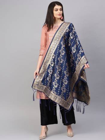 For A Proper Traditional Look, Pair Up Your Simple Attire With This Trendy Banarasi Art Silk Fabricated Dupatta. It Is Beautified With Weave All Over. Also It Is Light In Weight And Easy To Carry All Day Long