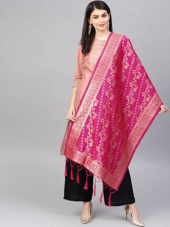 Enhance Your Look of gown and lehenga choli Or A Simple Kurti With Latest Trends Of Banarasi Dupatta Beautified With Attractive Weave All Over. You Can Pair This Up With Any Kind Of Ethnic Attire And In Same Or Contrasting Colored Attire