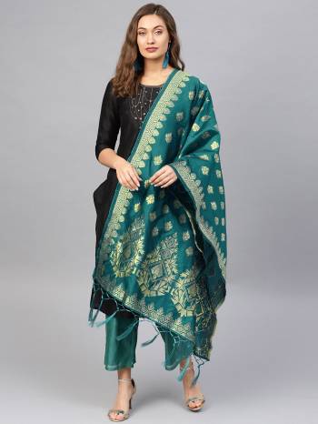 For A Proper Traditional Look, Pair Up Your Simple Attire With This Trendy Banarasi Art Silk Fabricated Dupatta. It Is Beautified With Weave All Over. Also It Is Light In Weight And Easy To Carry All Day Long