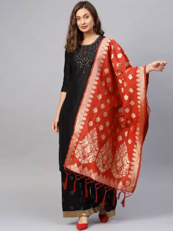 Enhance Your Look of gown and lehenga choli Or A Simple Kurti With Latest Trends Of Banarasi Dupatta Beautified With Attractive Weave All Over. You Can Pair This Up With Any Kind Of Ethnic Attire And In Same Or Contrasting Colored Attire