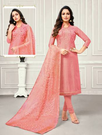 Look Pretty In This Simple And Elegant Looking Embroidered Dress Material In Pink Color. Its Thread Embroidered Top And Dupatta are Fabricated on Cotton Satin Paired With Cotton Fabricated Plain Bottom. Buy Now.