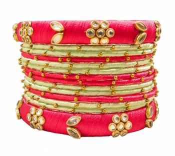 Grab This Beautiful Set Of Bangles To Pair Up With Your Ethnic?Wear, You Can Also Mix It With Other Plain Bangles For More Heavy Look. It Is Made With Resham Thread And Beautified With Stone Work, Pair These Up With Same Or Any Contrasting Colored Ethnic Attire.