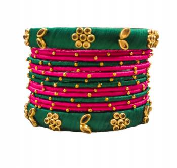 Grab This Beautiful Set Of Bangles To Pair Up With Your Ethnic?Wear, You Can Also Mix It With Other Plain Bangles For More Heavy Look. It Is Made With Resham Thread And Beautified With Stone Work, Pair These Up With Same Or Any Contrasting Colored Ethnic Attire.