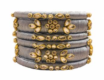 Grab This Beautiful Set Of Bangles To Pair Up With Your Ethnic?Wear, You Can Also Mix It With Other Plain Bangles For More Heavy Look. It Is Made With Resham Thread And Beautified With Stone Work, Pair These Up With Same Or Any Contrasting Colored Ethnic Attire.