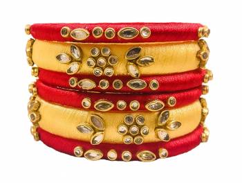 Grab This Beautiful Set Of Bangles To Pair Up With Your Ethnic?Wear, You Can Also Mix It With Other Plain Bangles For More Heavy Look. It Is Made With Resham Thread And Beautified With Stone Work, Pair These Up With Same Or Any Contrasting Colored Ethnic Attire.