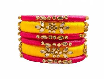 Grab This Beautiful Set Of Bangles To Pair Up With Your Ethnic?Wear, You Can Also Mix It With Other Plain Bangles For More Heavy Look. It Is Made With Resham Thread And Beautified With Stone Work, Pair These Up With Same Or Any Contrasting Colored Ethnic Attire.