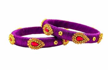 Get This Lovely Pair Of Bangles To Wear It With Your Ethnic Wear. This Pretty Pair Can Be Wore Single Or Can Be Mixed With Other Simple Bangles For Heavy Look.