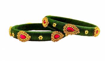 Get This Lovely Pair Of Bangles To Wear It With Your Ethnic Wear. This Pretty Pair Can Be Wore Single Or Can Be Mixed With Other Simple Bangles For Heavy Look.