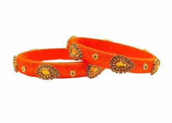 Get This Lovely Pair Of Bangles To Wear It With Your Ethnic Wear. This Pretty Pair Can Be Wore Single Or Can Be Mixed With Other Simple Bangles For Heavy Look.